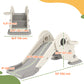 Qaba 3 in 1 Toddler Slide, Foldable Kids Slide with Basketball Hoop, Climber, Anti-Slide Step for Ages 2-5, Cream White