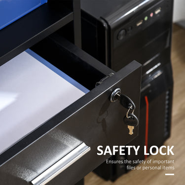 HOMCOM 57" Computer Desk with Drawers, Home Office Desk with Keyboard Tray, Open Shelves and Lockable Drawer, Writing Workstation for Study, Black