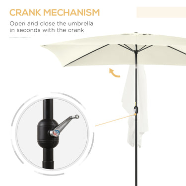 Outsunny 6.5x10ft Rectangle Aluminum Tilt Patio Umbrella, Garden Market Parasol, Outdoor Sunshade Canopy with Crank, Cream White