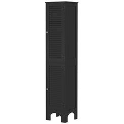 HOMCOM Narrow Bathroom Cabinet, Tall Bathroom Storage Cabinet with Shelves and Doors, Black