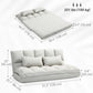 HOMCOM 51" Folding Floor Sofa, Foldable 2-Seater Lazy Sofa Sleeper Bed, Adjustable Linen Floor Couch with 9-position Backrest, 2 Pillows and Wide Seat for Living Room, Grey