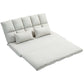 HOMCOM 51" Folding Floor Sofa, Foldable 2-Seater Lazy Sofa Sleeper Bed, Adjustable Linen Floor Couch with 9-position Backrest, 2 Pillows and Wide Seat for Living Room, Grey