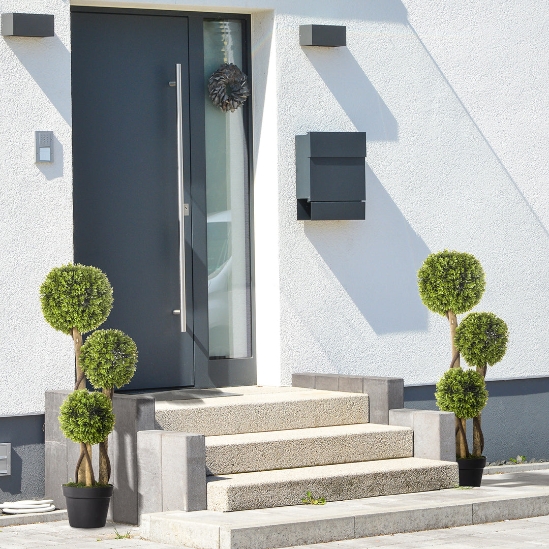 HOMCOM Set of 2 3FT Artificial Tree Bamboo Tree Fake Plants in Pot for Home Office Living Room Decor, Green