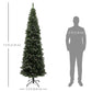 HOMCOM 6ft Artificial Pencil Christmas Tree with 618 Branches, Pinecones, Metal Stand, Realistic Xmas Tree for Home