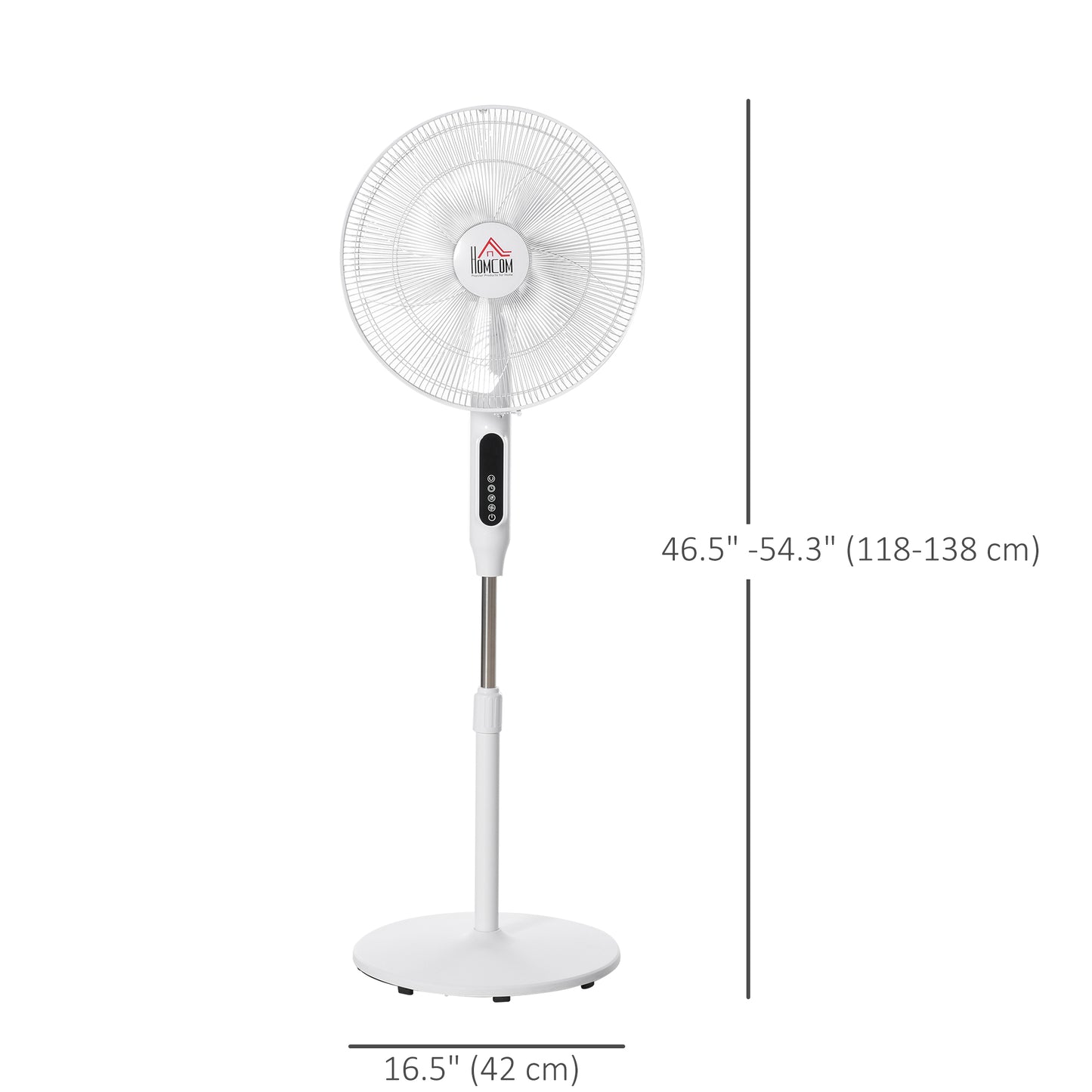 HOMCOM Standing Floor Fan with Remote Control, Stand Up Cooling Fan, Tall Pedestal Electric Fan for Home Bedroom, White