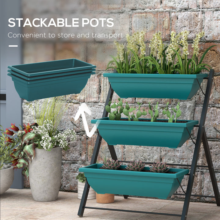 Outsunny 3-Tier Vertical Raised Garden Planter with 3 Boxes, Outdoor Plant Stand Grow Container for Vegetable Flowers