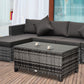 Outsunny Outdoor PE Rattan Wicker Table, Patio Garden Side Table w/Glass Top for Patio, Balcony, Mixed Grey