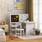 Qaba 3 in 1 Kids Table and Chair Set with Foldable Easel, Storage Shelves, Roll Paper, White