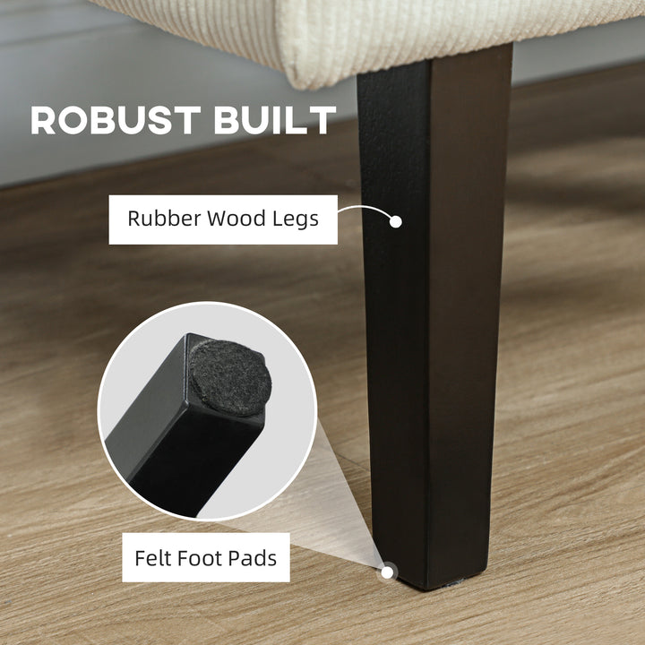 HOMCOM 46.5" Loveseat Couch with USB Ports, Corduroy Love Seat Sofa with Wood Legs for Living Room, Bedroom, Small Space, Grey