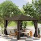 Outsunny 10' x 12' Deluxe Hardtop Gazebo Aluminum Frame Patio Gazebo Garden Sun Shelter Outdoor Pavilion, Coffee