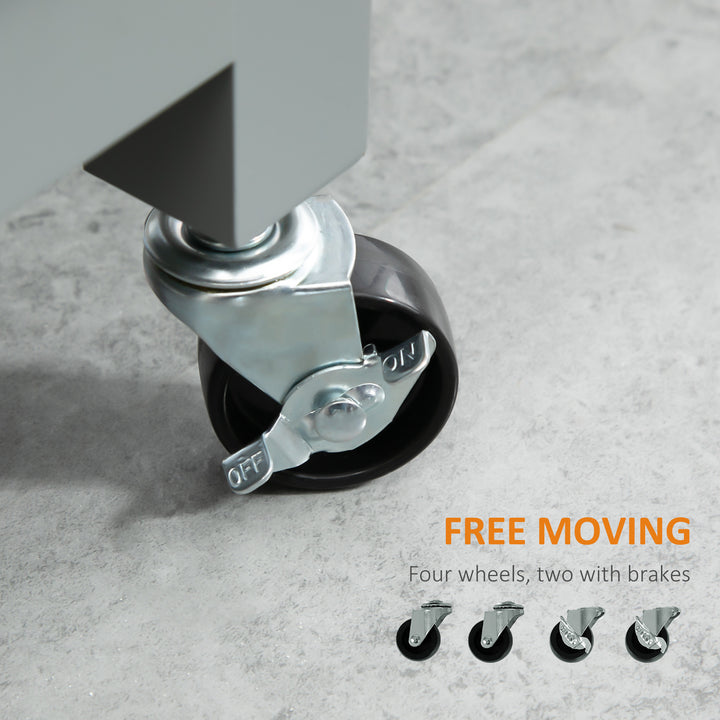 HOMCOM Kitchen Island, Compact Kitchen Cart on Wheels with Open Shelf & Storage Drawer for Dining Room, Kitchen, Black