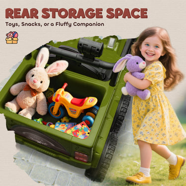 Qaba 12V 4WD/2WD Kids Electric Car w/ Remote Control, Spring Suspension, Back Trailer, Light, Music, Soft Start, Dark Green