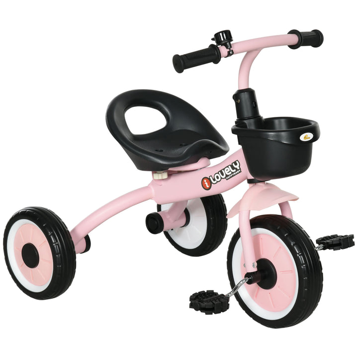 Qaba Tricycle for Toddler 2-5 Year Old Girls and Boys, Toddler Bike with Adjustable Seat, Basket, Bell, White