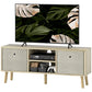 HOMCOM Modern TV Stand Cabinet with Foldable Drawers and Shelves for Living Room, Bedroom, White