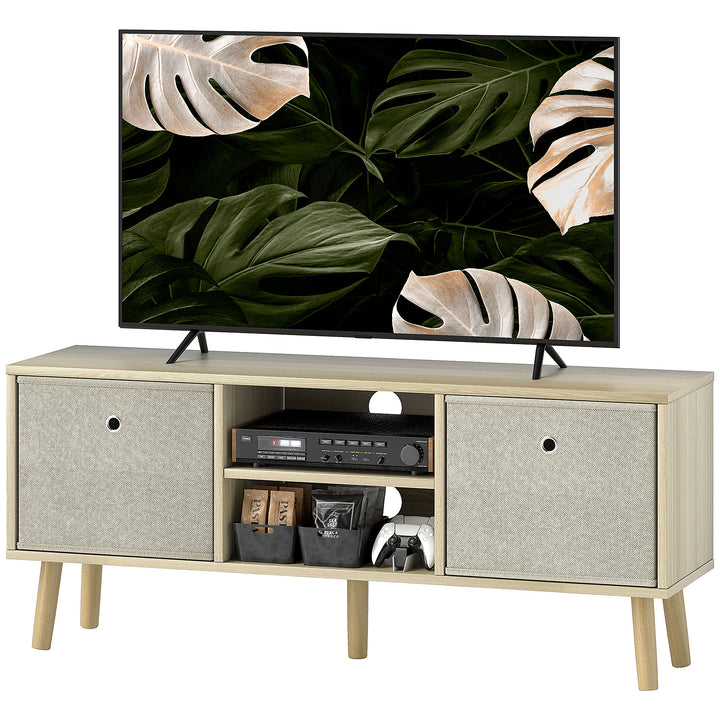HOMCOM Modern TV Stand Cabinet with Foldable Drawers and Shelves for Living Room, Bedroom, White