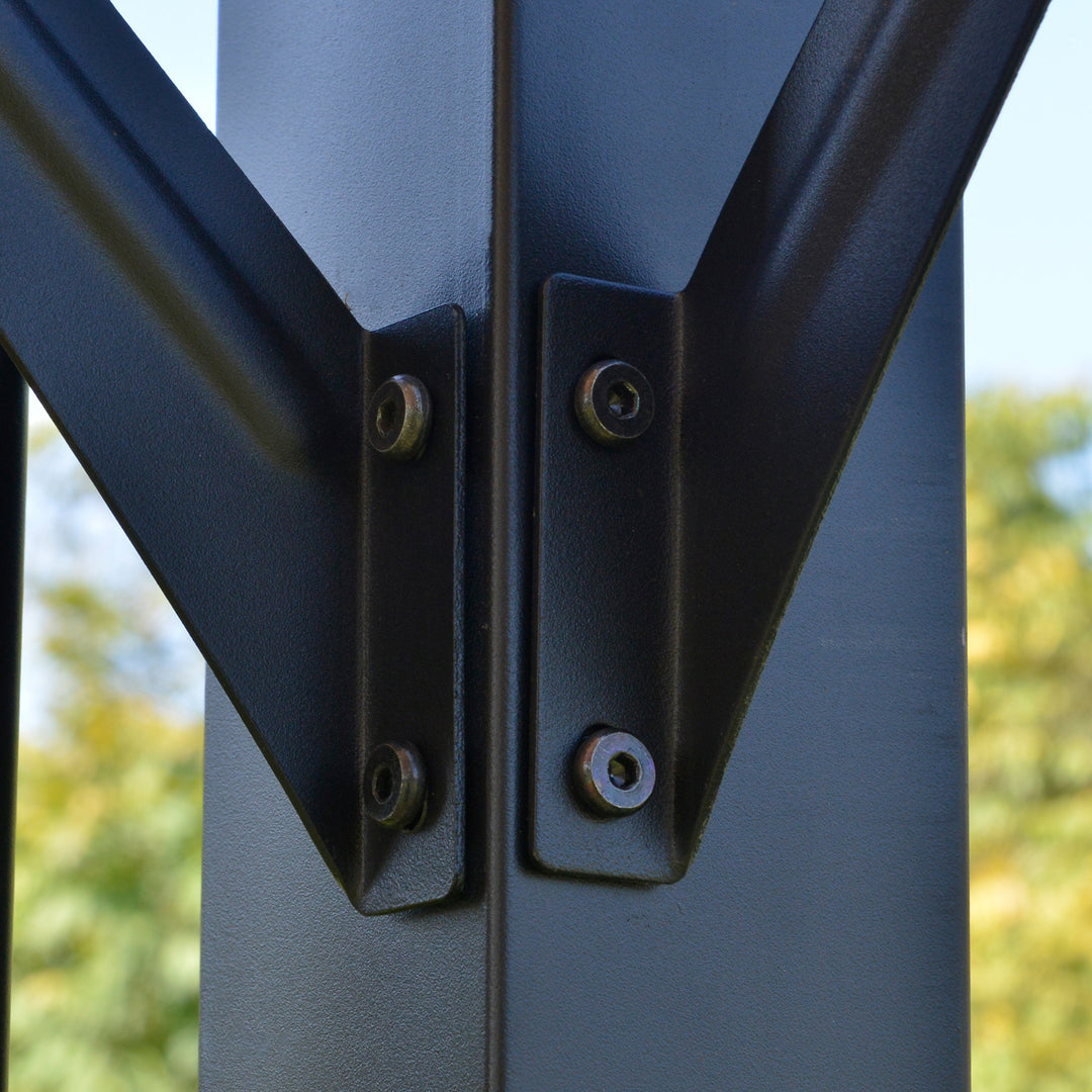 Outsunny 12' x 10' Outdoor Patio Gazebo Pergola with Retractable Canopy Roof, Steel Frame with Stakes, Unique Design, Beige