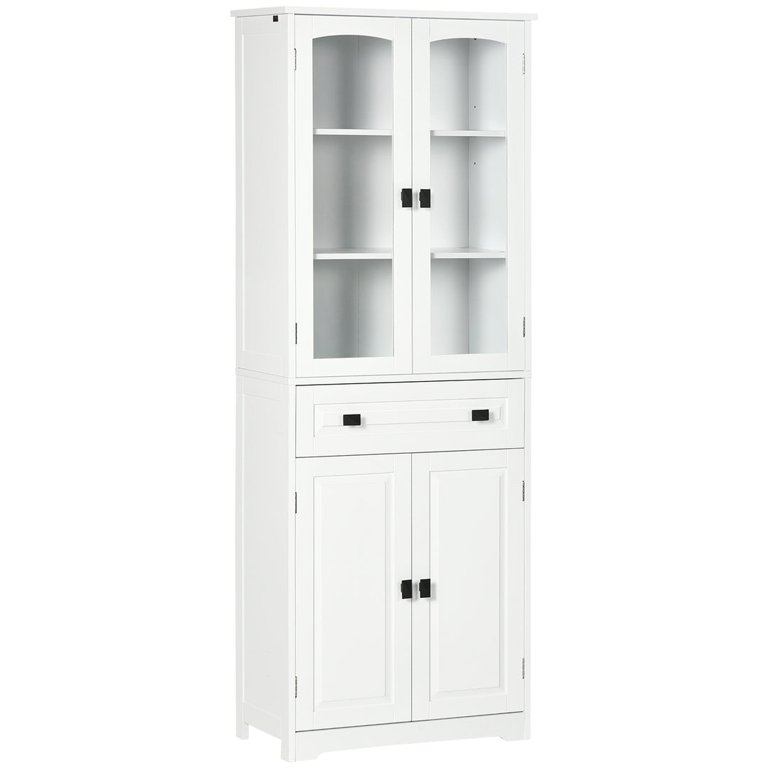 HOMCOM 63" 4-Door Kitchen Pantry Cabinet, Freestanding Storage Cabinet Cupboard with Adjustable Shelves, White