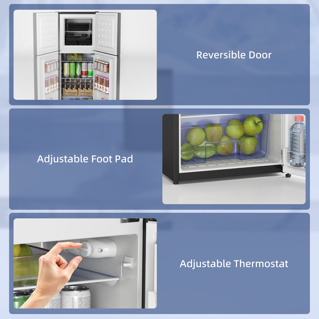 HOMCOM Double Door Mini Fridge with Freezer, 4.6 Cu.Ft Small Refrigerator with Thermostat, Shelves, Reversible Door, Silver