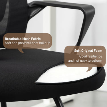 HOMCOM Waiting Room Chair, Desk Chair No Wheels with Mesh Back, Lumbar Support, Metal Base for Reception Room, Conference Room