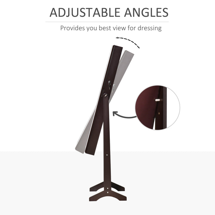 HOMCOM Mirror Jewelry Cabinet Armoire, Lockable Jewelry Organizer with Full-Length Mirror, 3 Angle Adjustable, Grey