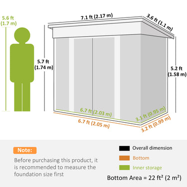Outsunny 7' x 4' Outdoor Storage Shed, Metal Garden Tool Storage House Organizer with Lockable Sliding Doors and Vents for Backyard Patio Lawn, Charcoal Grey