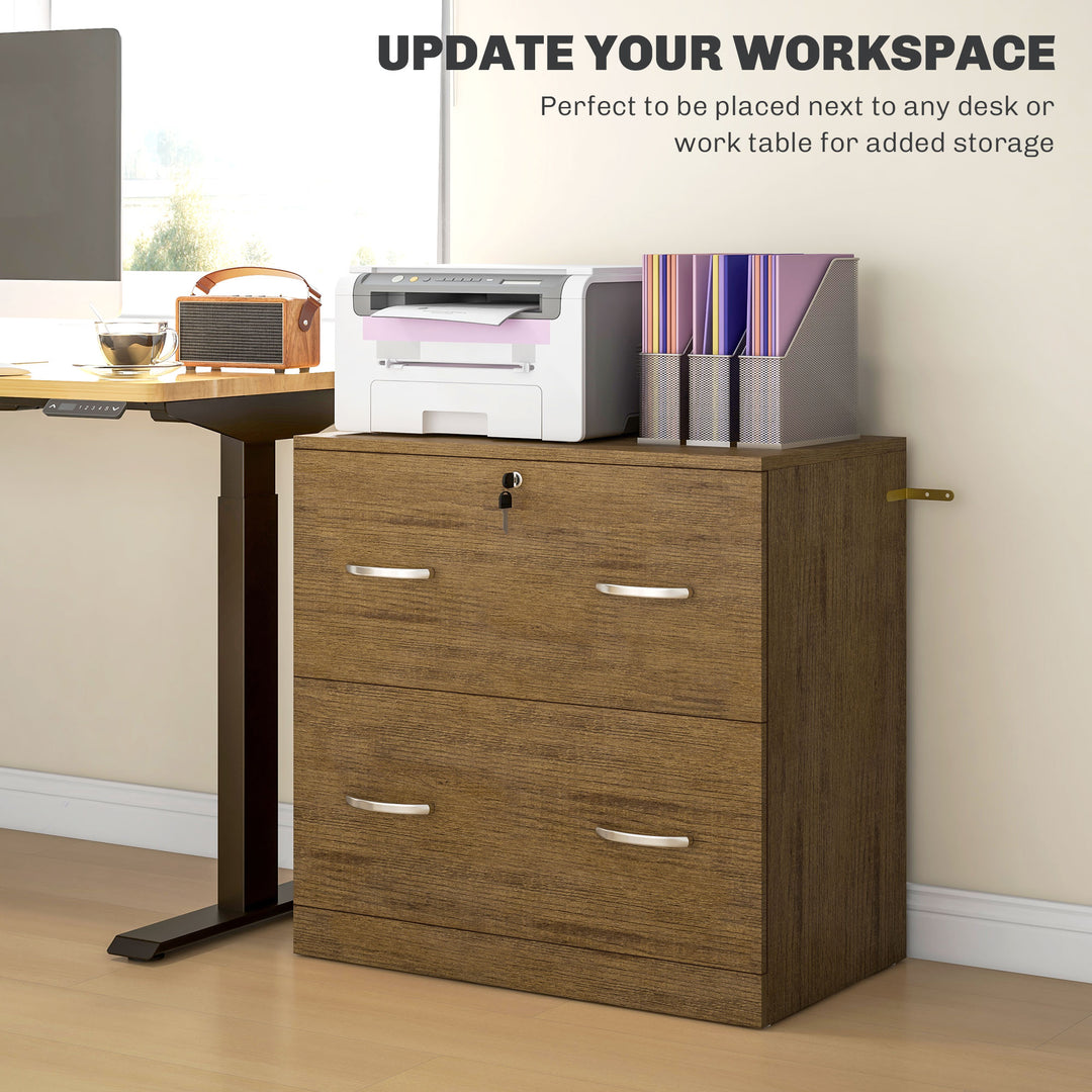 Vinsetto 2 Drawer File Cabinet with Lock, Office Filing Cabinet, Hanging Bar for Letter Size, Home Office, Grey
