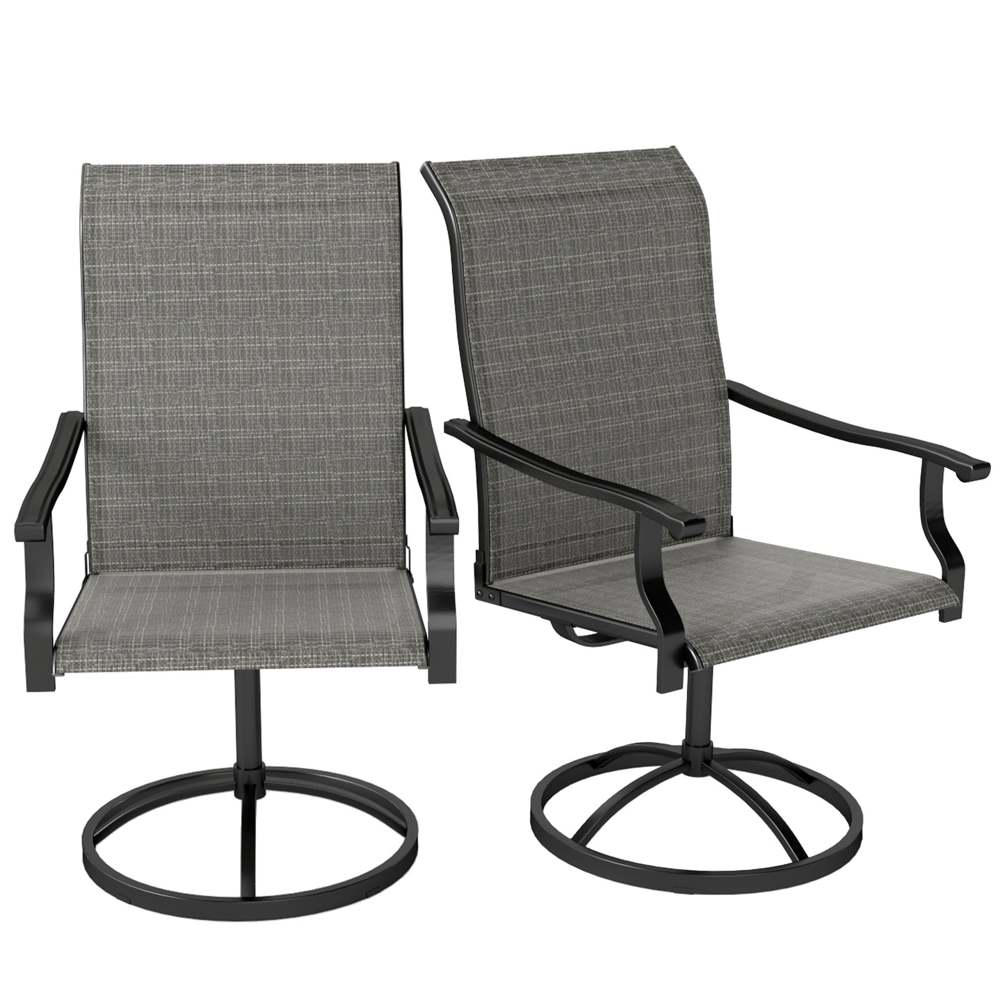 Outsunny Outdoor Swivel Dining Chairs Set of 2, High Back Swivel Chairs with All Weather Mesh for Deck, Backyard, Poolside, Grey