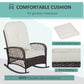 Outsunny Rattan Rocking Chair, Outdoor Wicker Patio Rocker Chair Furniture with Thick Cushions, for Garden Backyard Porch, Khaki