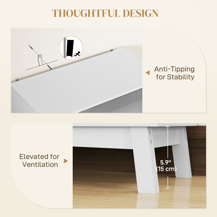 HOMCOM Boho Sideboard Storage Cabinet with Rattan Doors, Black