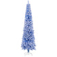 HOMCOM 7.5ft Flocked Christmas Tree, Pencil Christmas Tree with Realistic Branch Tips, Folding Metal Stand, Green