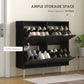 HOMCOM Shoe Storage Cabinet with 4 Flip Drawers and Adjustable Shelf, Shoe Cabinet for 8-16 Pairs of Shoes, Natural