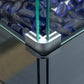 Outsunny Propane Fire Pit Table 43in Outdoor Fire Table, 50,000 BTU Pulse-Ignition Wicker Firepit Furniture with Glass Wind Guard, Blue Glass Rock, CSA Certification, Black