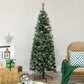 HOMCOM 6' Artificial Pencil Christmas Tree with Snow Frosted Branches, Auto Open, Steel Base