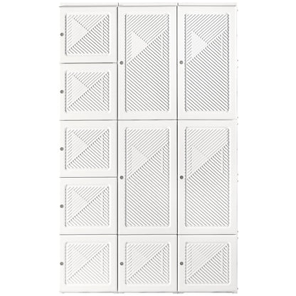 HOMCOM Portable Wardrobe Closet, Folding Bedroom Wardrobe, Clothes Storage Organizer with 8 Cube Compartments, White