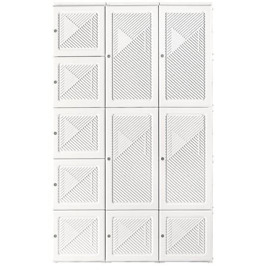 HOMCOM Portable Wardrobe Closet, Folding Bedroom Wardrobe, Clothes Storage Organizer with 8 Cube Compartments, White