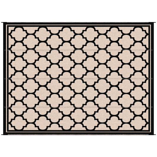Outsunny 9'x12' Reversible Outdoor RV Rug, Patio Floor Mat, Plastic Straw Rug for Backyard, Deck, Beach, Camping, Black