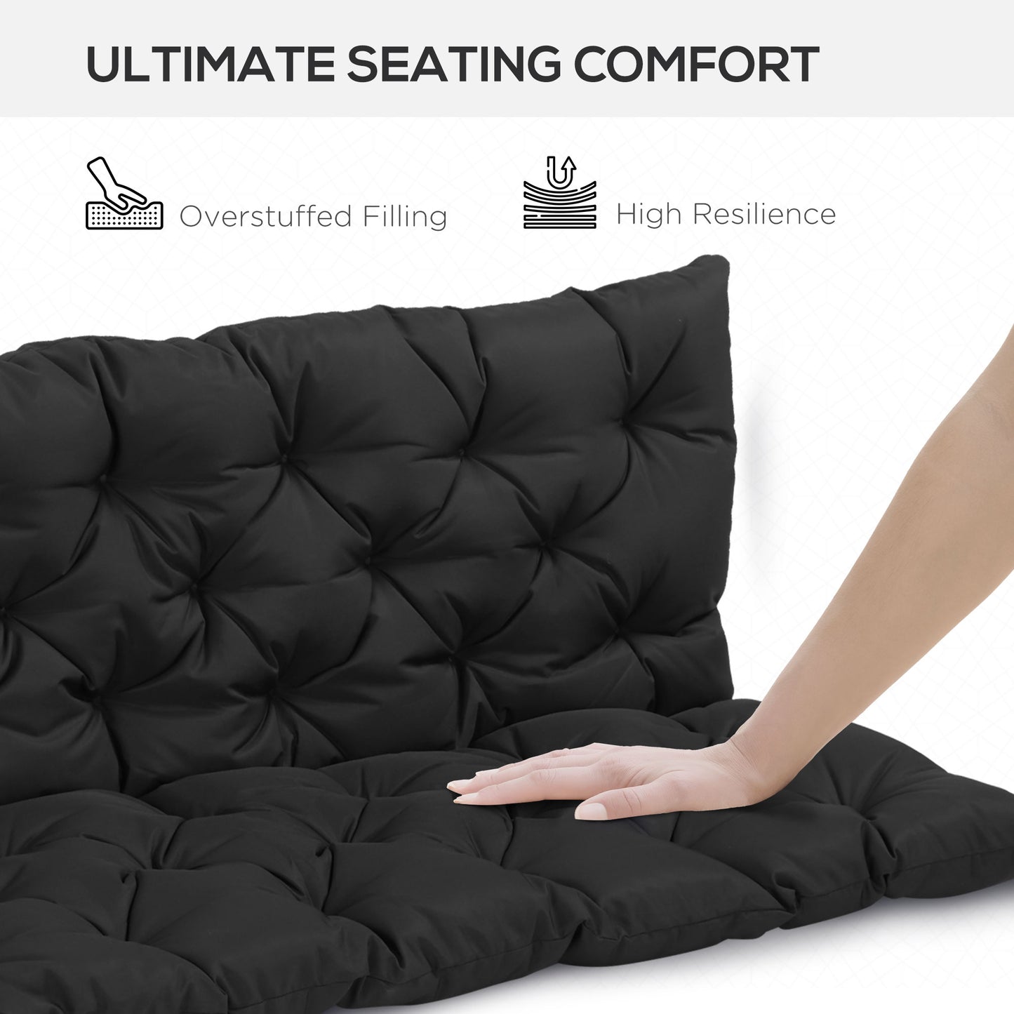 Outsunny 3 Seater Outdoor Seat Pads Bench Swing Chair Replacement Cushions Backrest for Patio Garden, Dark Grey