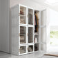 HOMCOM Portable Wardrobe Closet, Bedroom Armoire, Foldable Clothes Organizer with Cube Storage, Hanging Rods, Magnet Doors, White