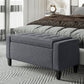 HOMCOM Storage Ottoman Bench Linen-Touch Fabric Tufted Chest Footstool with Flipping Top, Beige