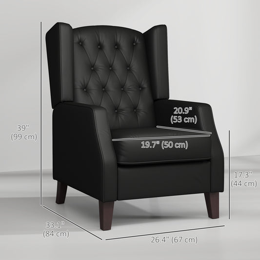 HOMCOM Faux Leather Armchair, Modern Accent Chair with Thick Padding for Living Room, Bedroom, Home Office, Black