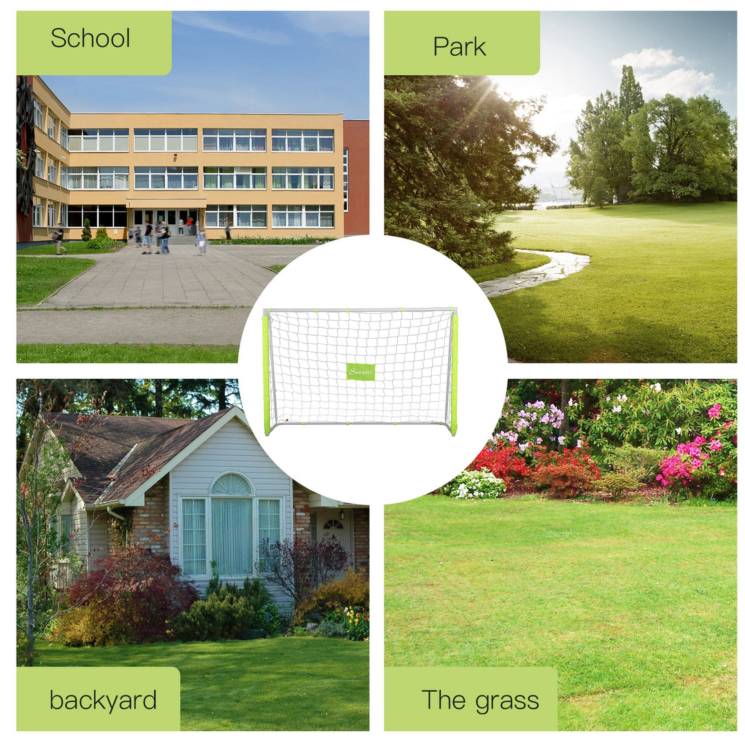 Soozier 6ft x 4ft Soccer Goal Net with Metal Frame, PE Mesh, Ground Stakes, Easy Assembly, Yellow