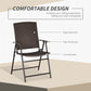 Outsunny Outdoor Wicker Dining Chair Set of 4, Rattan Foldable Chair with Steel Frame for Garden, Backyard, Porch, Brown
