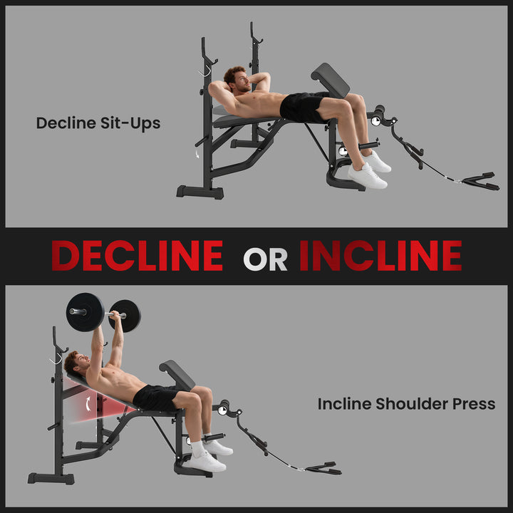 Soozier Press Bench, Heavy Duty Multiple Function Workout Adjustable Bench with Preacher Curl, Leg Developer