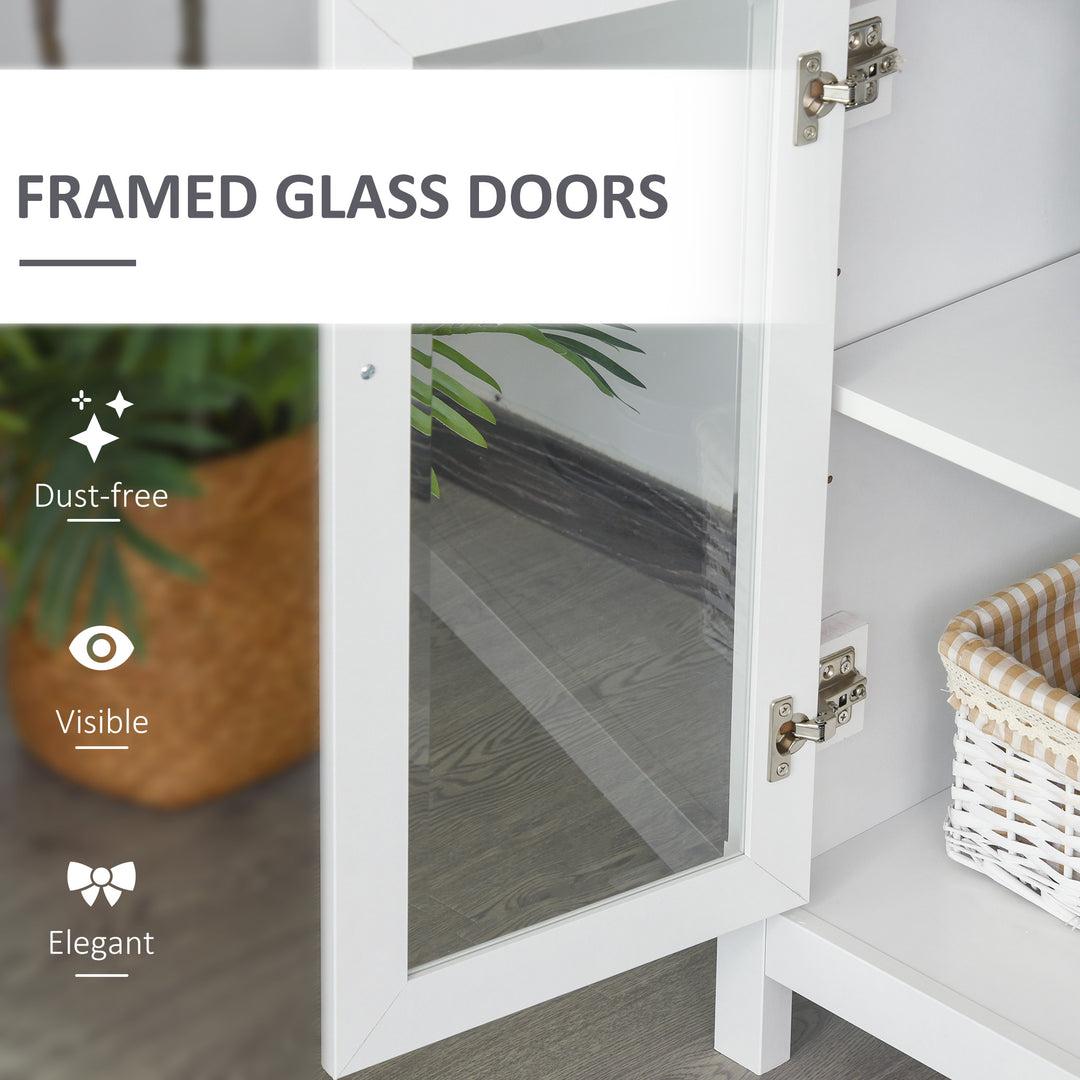 HOMCOM Multifunctional Storage Cabinet Bookcase with Adjustable Shelves Display Rack for Study, Kitchen, Living Room, White