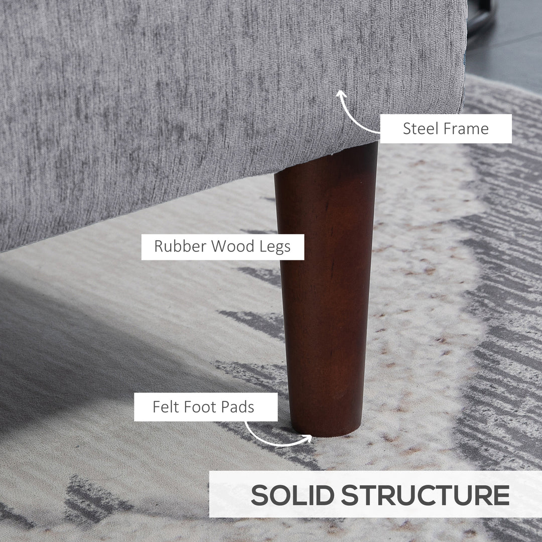 HOMCOM Modern Corner Couch with Right Chaise Lounge, Tufted 3-Seater Sofa with Wooden Legs for Living Room, Navy Blue