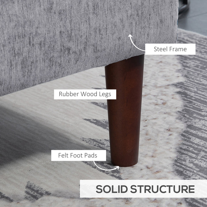 HOMCOM Modern Corner Couch with Right Chaise Lounge, Tufted 3-Seater Sofa with Wooden Legs for Living Room, Navy Blue