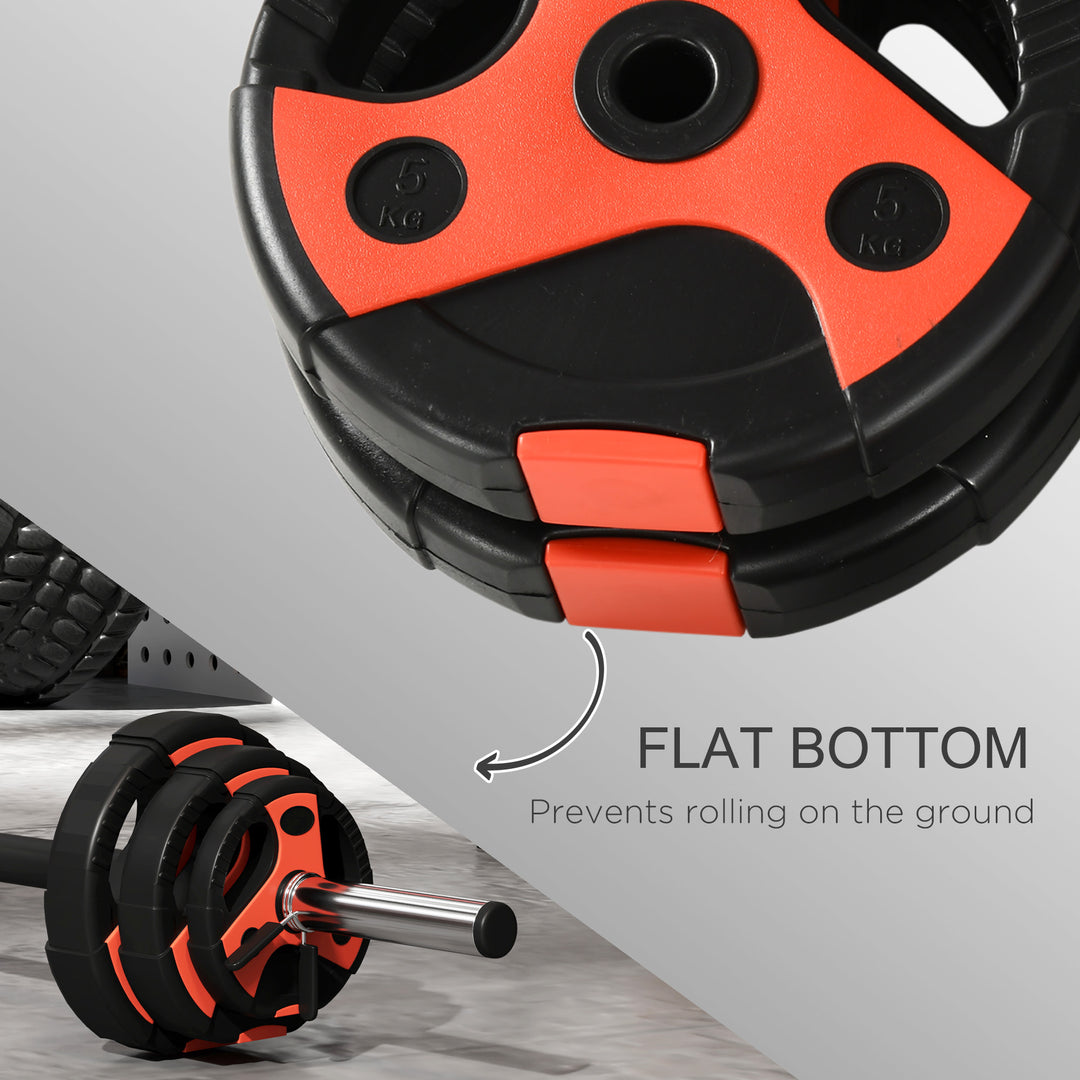 Soozier 44lbs Adjustable Barbell Weight Set, Free Body Pump Bar and Weights, Weight Lifting Strength Training Equipment for Home Gym Exercise, Max Load 110 lbs, Black and Red