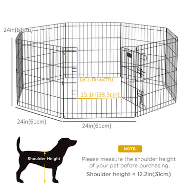PawHut 24inch Foldable Metal Exercise Pet Playpen Yard Dog Puppy Kennel Cage 8 Panel