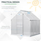 Outsunny 6' x 12' x 6.5' Walk-in Greenhouse, Polycarbonate Greenhouse with Adjustable Roof Vent, Base, Sliding Door, Clear
