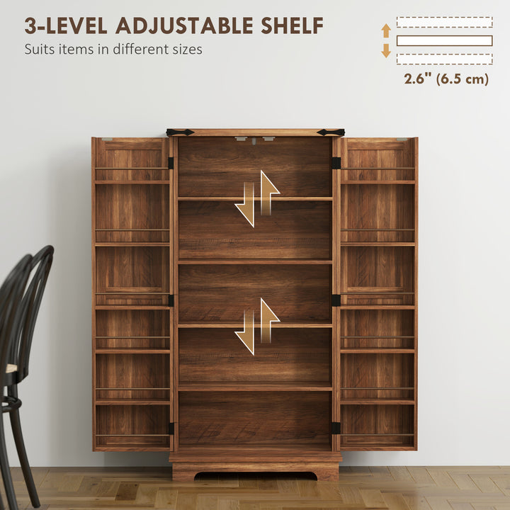 HOMCOM 47" Kitchen Pantry Storage Cabinet, Farmhouse Kitchen Pantry Cabinet with Adjustable Shelves and Door Shelves, Black